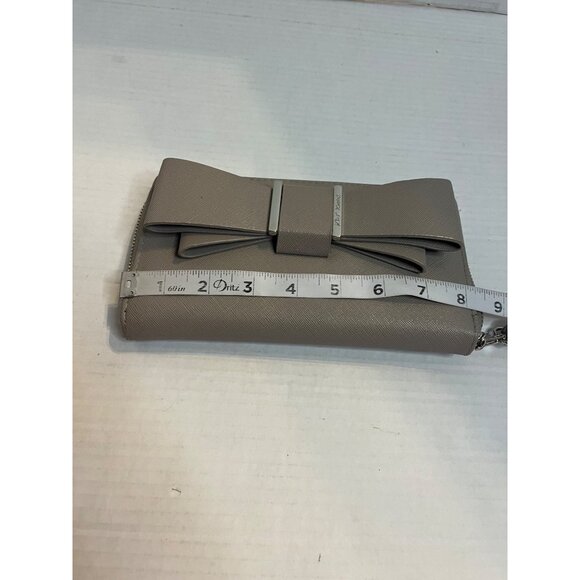 Betsy Johnson Womens Bow Detail Wristlet Wallet gray with pink interior feminine - Picture 9 of 12